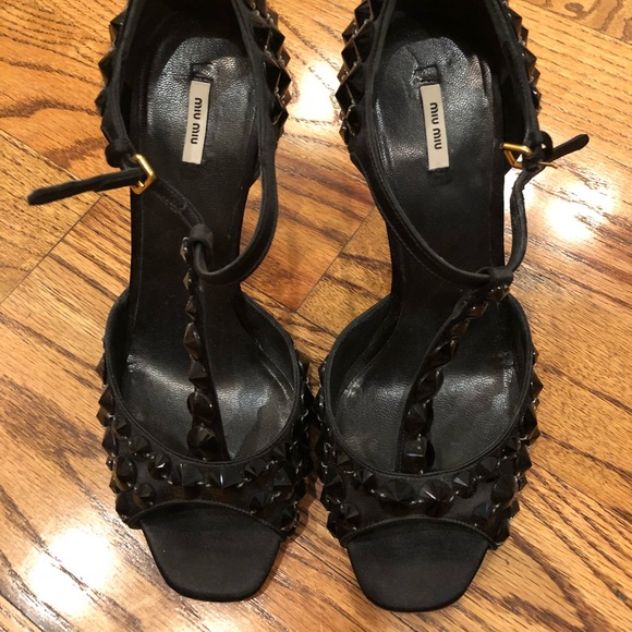 Miu Miu Shoes - Miu Miu Black jeweled sandal - size 8 (38 1/2)